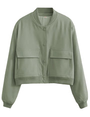 Faleave Womens Cropped Bomber Jacket