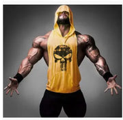 Men's Summer Vest with Skull Pattern Gym Hoodie