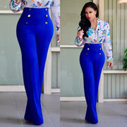 Trendy Women's Tailored Straight Leg Pants with Buttons