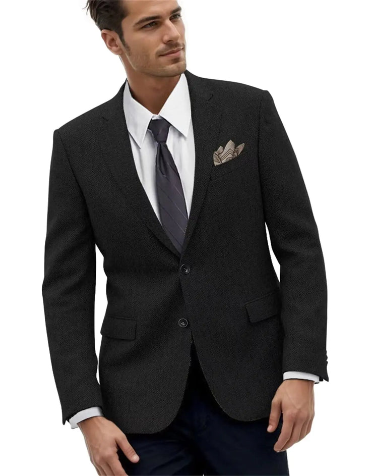 Retro Tweed Herringbone Men Suit Jacket Suits