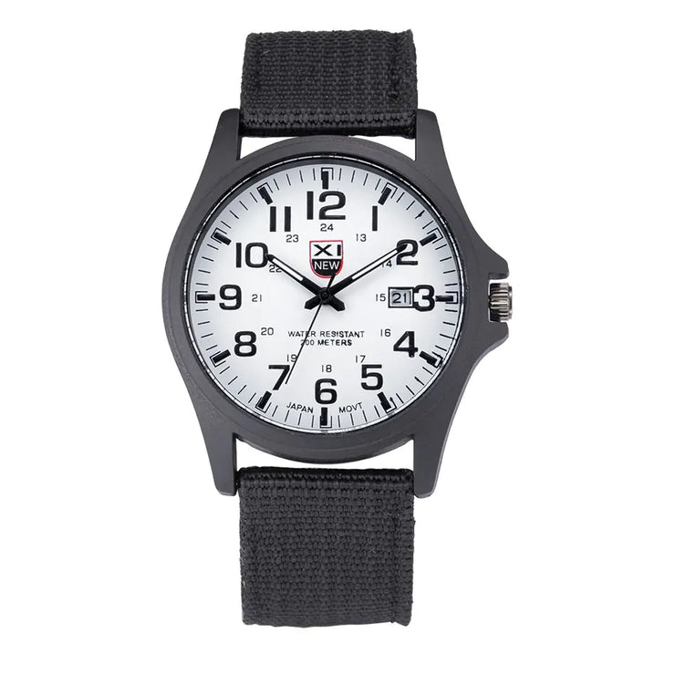 Canvas Strap Quartz Watch with Calendar Function