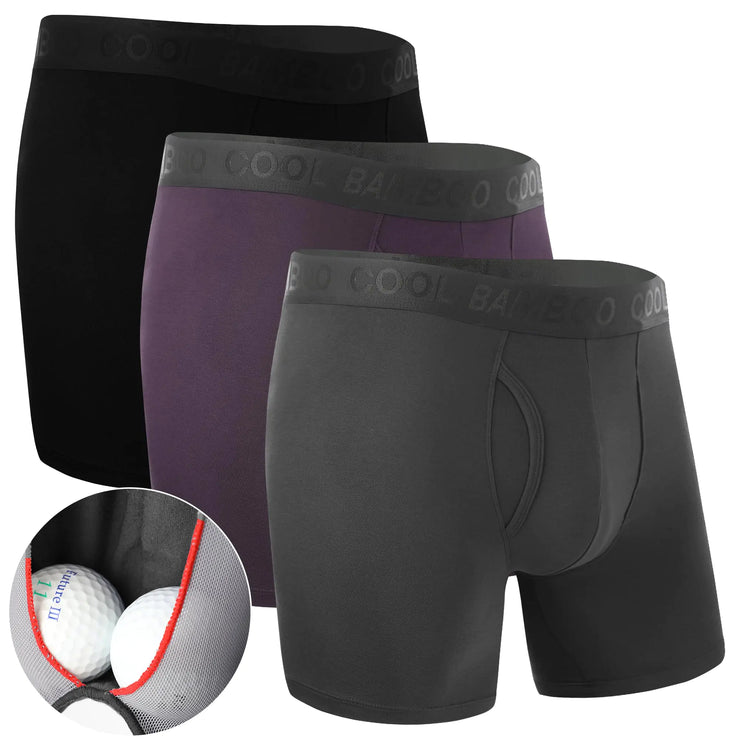 BAMBOO COOL Mens Underwear Support Pouch Mens Boxer Brief Breathable Underwear 3 pack(X-Latge)