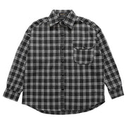 Men's Long Sleeve Plaid Shirt with Letter Embroidery