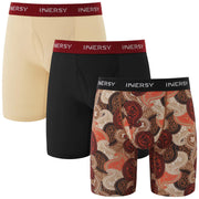 INNERSY Mens 8.8" Long Leg Mesh Breathable Boxer Briefs Anti Chafing Underwear 3 Pack(RetroX-Large)
