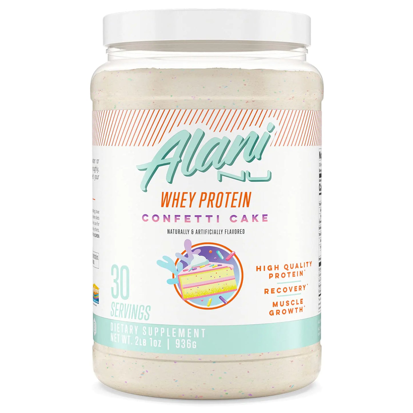 Alani Nu Whey Protein Powder Confetti Cake | 23g Protein with Low Sugar & Digestive Enzymes | Meal Replacement Powder | Low Fat Low Carb Whey Isolate Protein Blend | 30 Servings