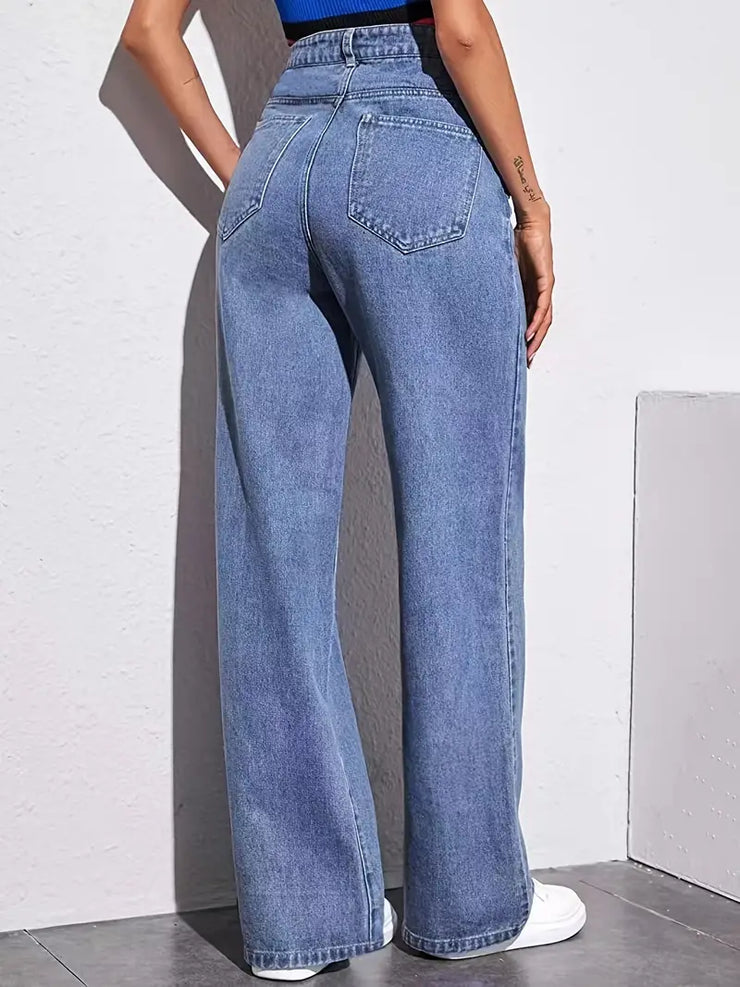 High Rise Loose Baggy Boyfriend Jeans - Wide Leg Denim