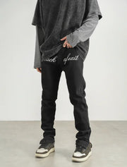 Vintage Embroidered Baggy Jeans with Washed Finish