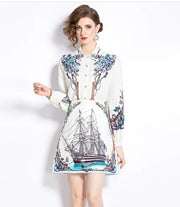 Women's Autumn Outfit Set - Shirt and Dress Combo