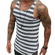 Men's Slim Fit Stripe Print Sleeveless Workout Vest