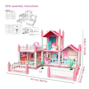 1 Set DIY Dollhouse Playset with 5 Rooms and Accessories