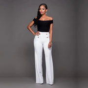Trendy Women's Tailored Straight Leg Pants with Buttons