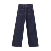 Retro Straight Leg Wide-Leg Jeans with Pockets SN4869
