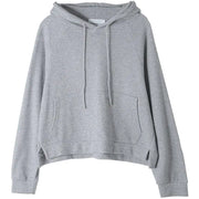 Solid Color Cropped Hooded Sweater Jacket for Women