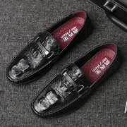 Men's Genuine Leather Loafers with Crocodile Pattern