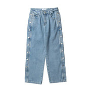 Wide-Leg Pants with Side Buttons