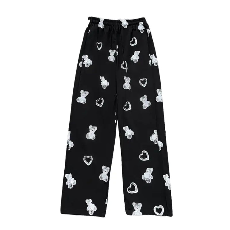 Thickened Printed Wide-Leg Casual Pants for Men and Women