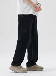 Men's Loose Fit Solid Color Washed Jeans