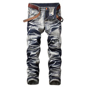 Vintage Straight-Leg Distressed Denim Jeans