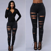 High Waist Women's Ripped Denim Skinny Jeans