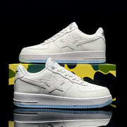 Air Force One Pure White Sneakers in Bone and Ice Blue