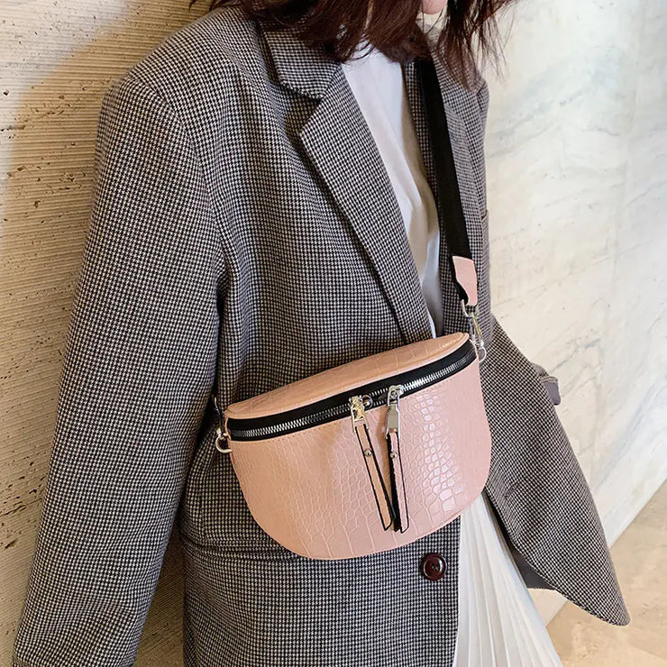Rivet Soft Leather Fashion Saddle Crossbody Bag