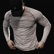 Men's Athletic Cotton Long Sleeve T-Shirt for Gym
