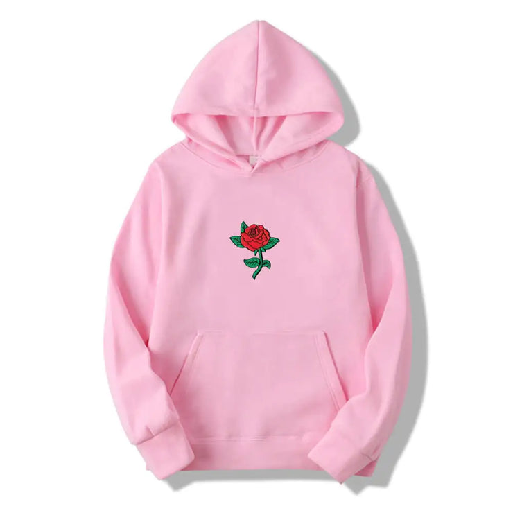 Rose Print Unisex Fashion Hooded Sweatshirt