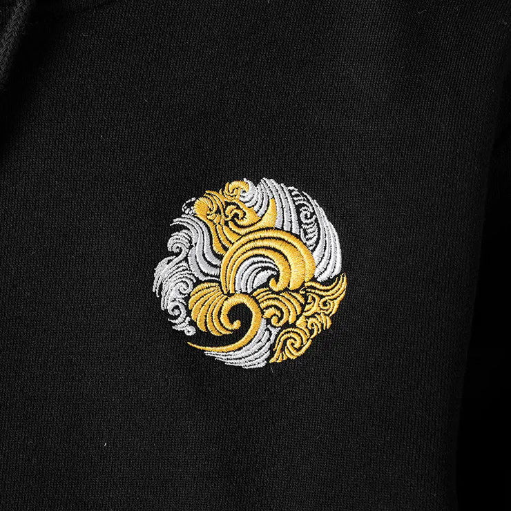 Japanese Style Dragon Embroidered Hoodie for Men