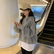 Solid Color Cropped Hooded Sweater Jacket for Women