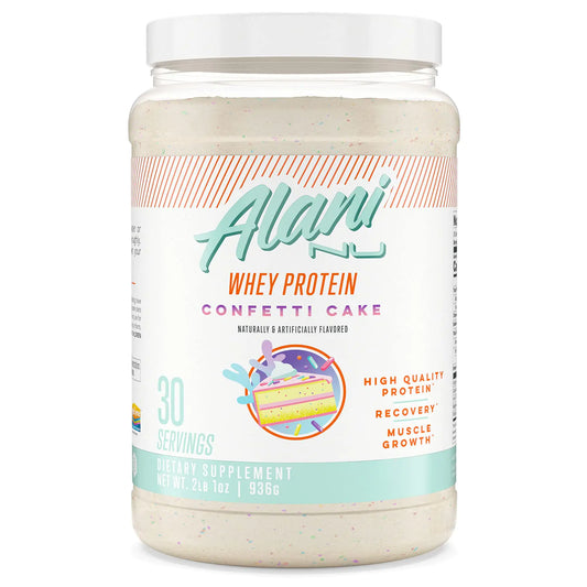 Alani Nu Whey Protein Powder Confetti Cake | 23g Protein with Low Sugar & Digestive Enzymes | Meal Replacement Powder | Low Fat Low Carb Whey Isolate Protein Blend | 30 Servings