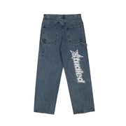 Retro Hip-Hop Embroidered Y2K Wide Leg Jeans for Couples