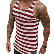 Men's Slim Fit Stripe Print Sleeveless Workout Vest
