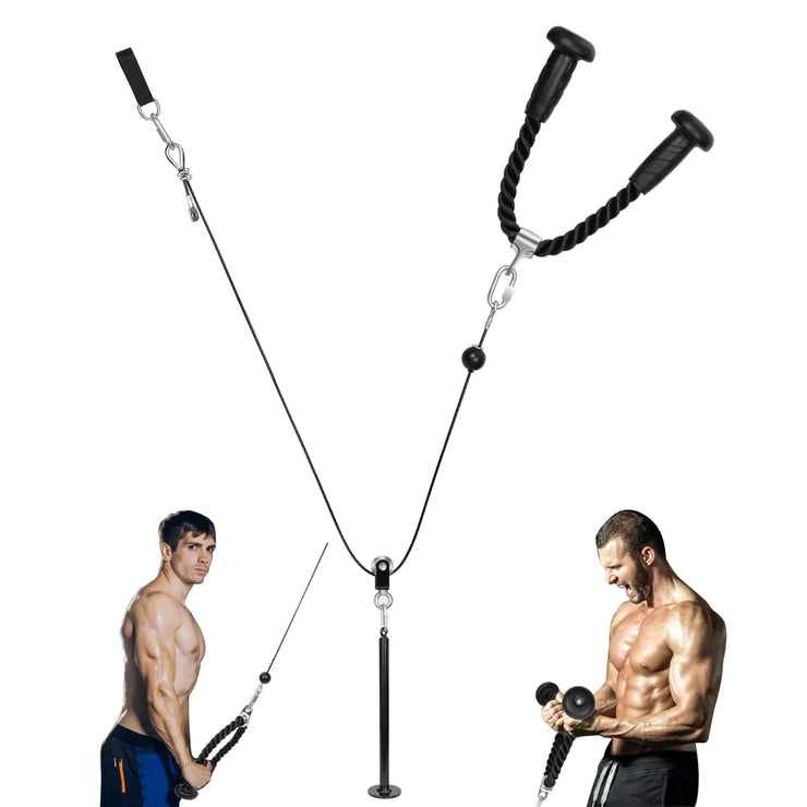 Hikeen Adjustable Length Fitness Tricep Pulley Cable System Pull Down