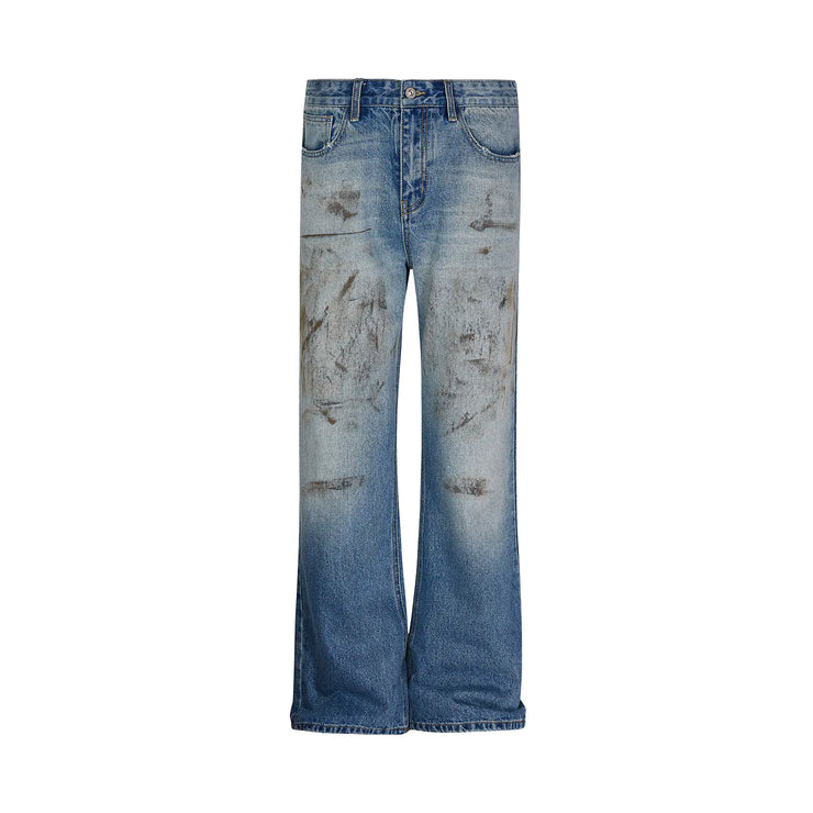Retro American Style Distressed Straight Jeans