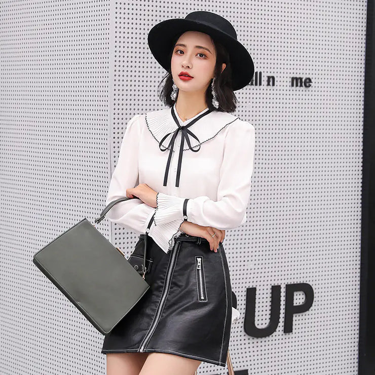 Chic Autumn Long Sleeve Solid Color Button-Up Shirt