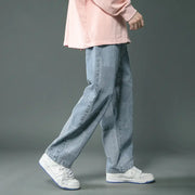 Men's Retro Geometric Splicing Hip-Hop Loose Jeans