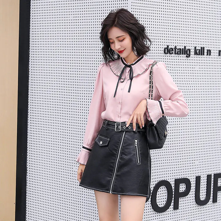 Chic Autumn Long Sleeve Solid Color Button-Up Shirt