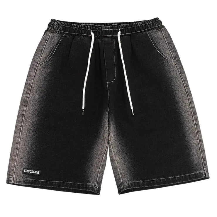 American Retro Tie Dye Denim Shorts for Casual Sports