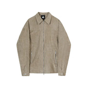 Men's Casual Suede Cropped Lapel Cargo Jacket