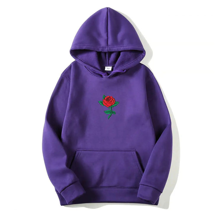 Rose Print Unisex Fashion Hooded Sweatshirt