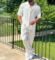 Men's Fashion Sports Two-Piece Set – Casual Short Sleeve Top