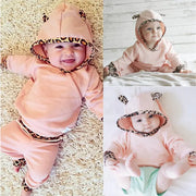 Pink Leopard Print Hoodie Set