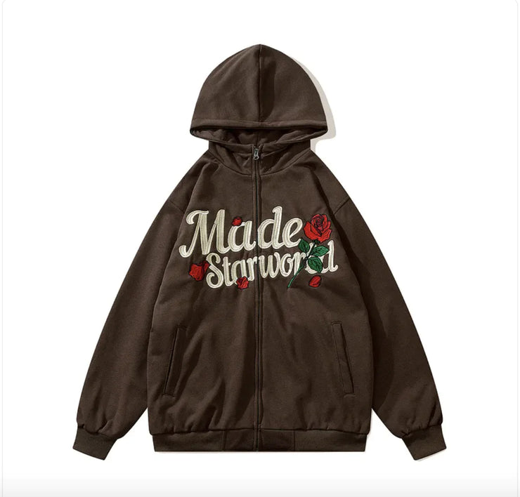 Vintage Embroidered Letter Hoodie