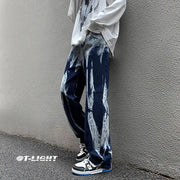 Men's High Street Tie-Dye Baggy Straight Denim Pants