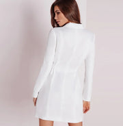 Women's Tailored Deep V Neck Long Sleeve Blazer Dress