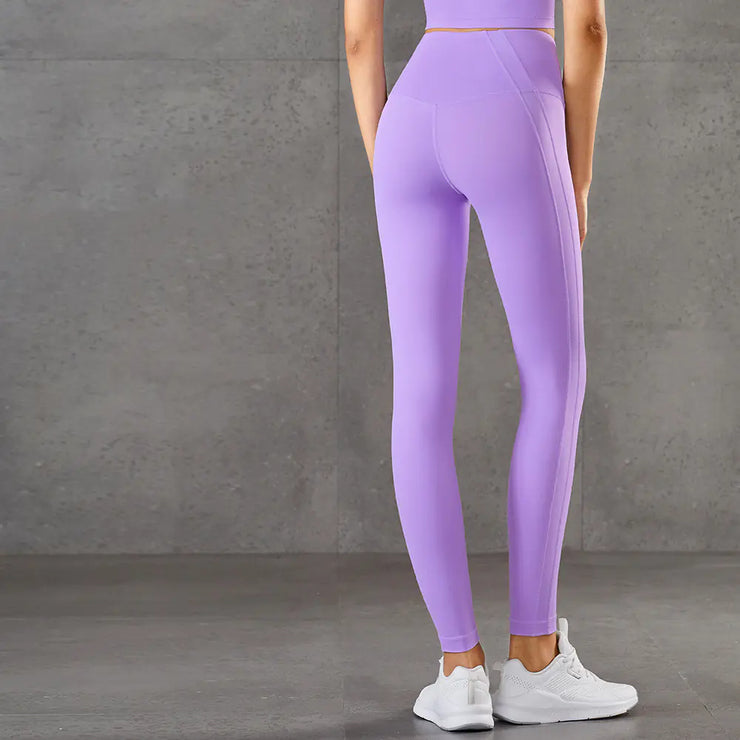 High Waist Stitching Nude Yoga Pants