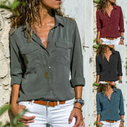 Plus Size Long Sleeve Women's Button-Up Shirt