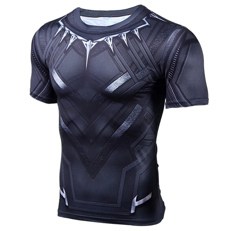Black Panther Captain America Compression Sports Shirt