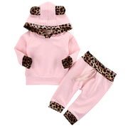 Pink Leopard Print Hoodie Set