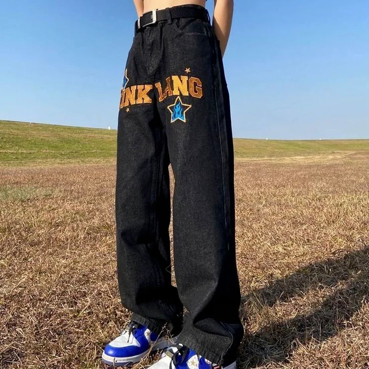 Retro American Hip-Hop Wide Leg Jeans for Men
